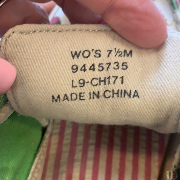 Sperry Top Sider pink green canvas sneakers SZ 7.5 - Picture 10 of 12